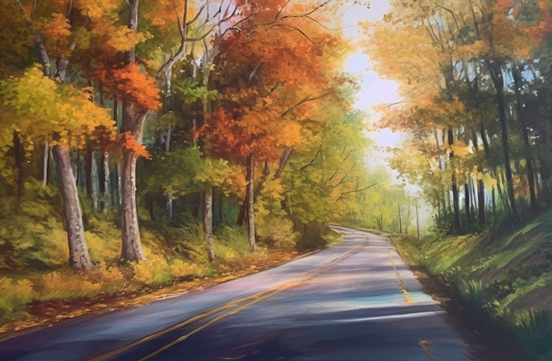 国家公园内的秋季小路风景,插画/手绘图,插画/手绘图库,插画/手绘图下载,插画/手绘